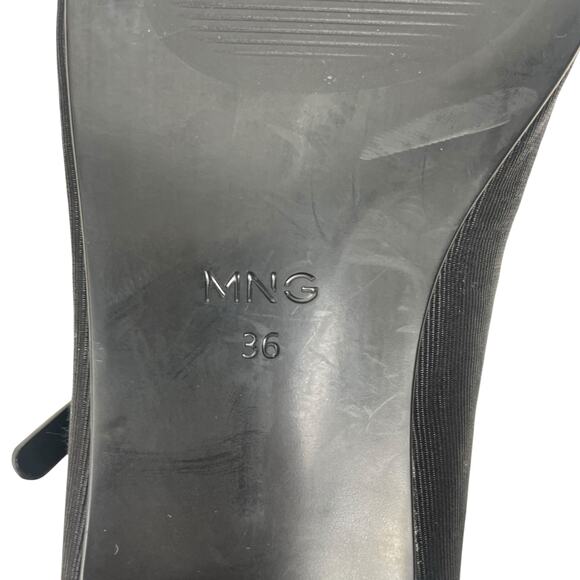 Mango Round Toe Mary Jane Bow Ballerina Flats Black Size 36/ 6 - Picture 11 of 14